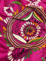 Pink hand Kantha stitch saree on Bangalori silk — Kaash Collection