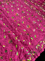Pink hand Kantha stitch saree on Bangalori silk — Kaash Collection