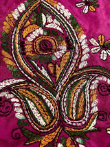Pink hand Kantha stitch saree on Bangalori silk — Kaash Collection