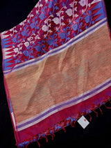 Pink Organza Muslin Tantuja Jamdani saree in organza muslin tantuja with intricate tantuja jamdani weave — Kaash Collection