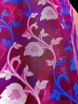Pink Organza Muslin Tantuja Jamdani saree in organza muslin tantuja with intricate tantuja jamdani weave — Kaash Collection
