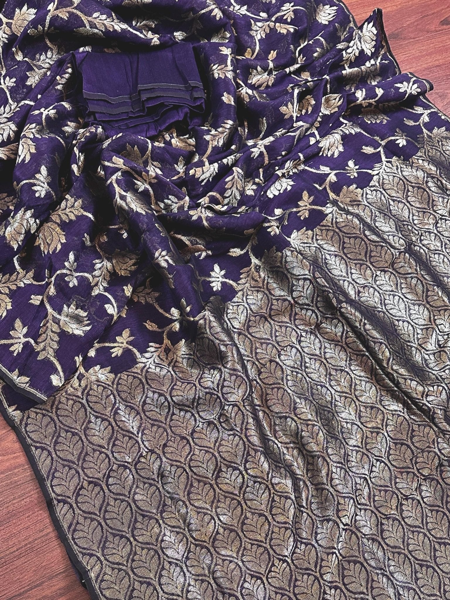 Purple Linen Jamdani Saree | Kaash Collection