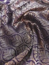 Purple Linen Jamdani saree in jamdani linen with muted gold zari jamdani weave — Kaash Collection