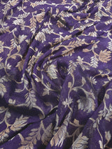 Purple Linen Jamdani saree in jamdani linen with muted gold zari jamdani weave — Kaash Collection