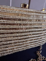 Handmade Sequin Gold Clutch Bag - Kaash