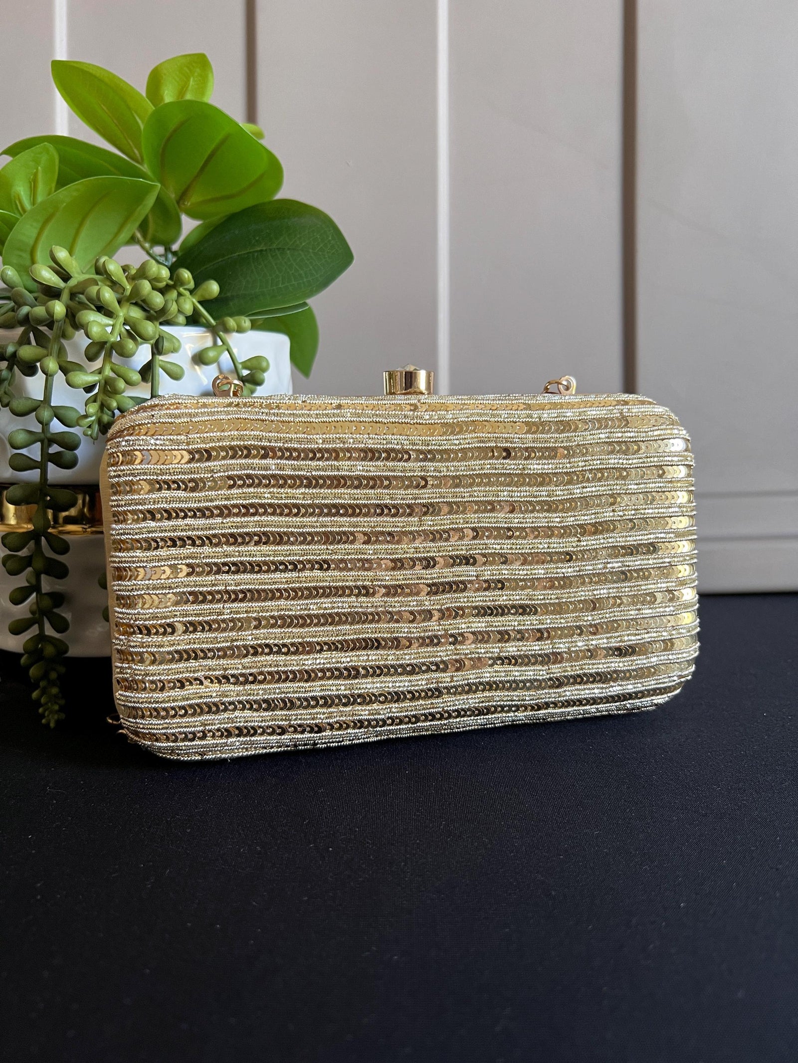 Handmade Sequin Gold Clutch Bag Gold Sequin Work Clutch Purse