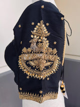 Handwork Designer Black Readymade Blouse with Gold Zari - Kaash
