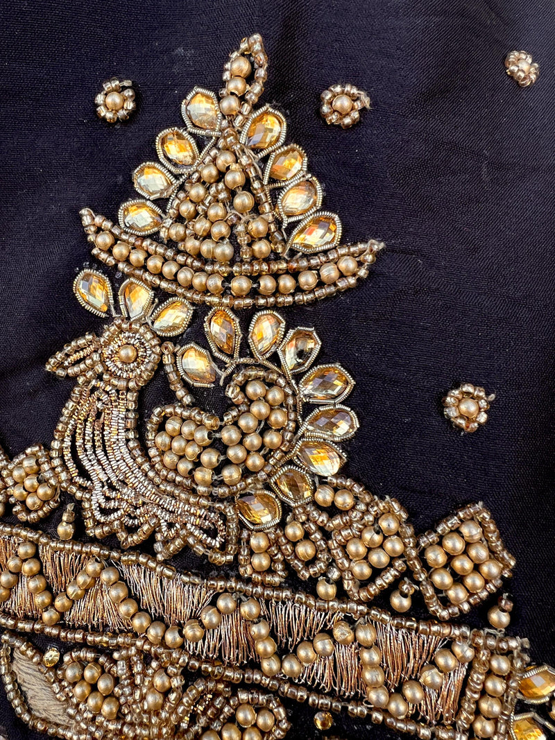 Black Blouse Embroidery Beads Work In Blouse Hand Cutch Work