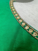 Handwork Designer Green Color Readymade Blouse with Gold Zari - Kaash