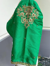Handwork Designer Green Color Readymade Blouse with Gold Zari - Kaash