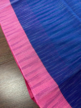 Baby Pink & Blue Bengal Half-and-Half saree in bengal handloom cotton with half-and-half bengal handloom design — Kaash Collection