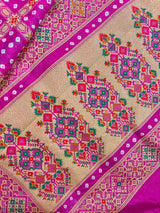 Hot Pink Banarasi Dupion Bandhej saree in banarasi semi dupion silk with bandhej tie-dye with meenakari work — Kaash Collection