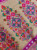 Hot Pink Color Banarasi Dupion Silk Saree | Pink Color Bandhej Saree | Minakari Work | Muted Zari Weave | Authentic Bandhani Saree - Kaash