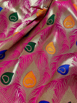 Hot Pink Color Morpankh Saree Traditional Banarasi Silk Handloom Saree with Gold Zari Weave - Kaash