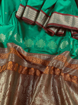 Green Gadwal Soft Silk Saree | Traditional Pallu and Borders Zari Weave | Soft Silk Sarees