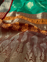 Green Gadwal Soft Silk Saree | Traditional Pallu and Borders Zari Weave | Soft Silk Sarees