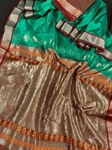 Green Gadwal Soft Silk Saree | Traditional Pallu and Borders Zari Weave | Soft Silk Sarees