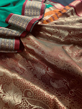 Green Gadwal Soft Silk Saree | Traditional Pallu and Borders Zari Weave | Soft Silk Sarees