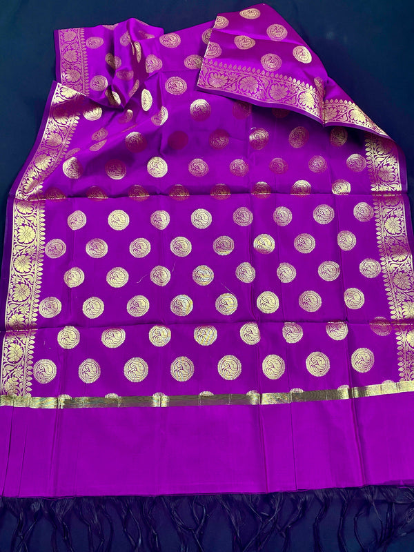 Purple Banarasi Silk Chakra Designer Dupatta with black tassels | Light Weight Dupatta | Benarasi Dupatta | Gift For Her | Kaash Collection