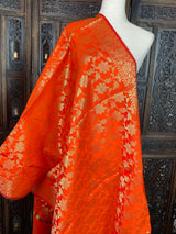 Orange Banarasi Silk dupatta with Zari Weaved with tassels — Kaash Collection