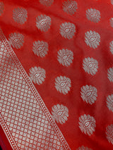 Orange with Gold Zari Weaving Banarasi Silk dupatta with Zari Weaved with tassels — Kaash Collection