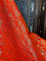 Orange Banarasi Silk dupatta with Zari Weaved with tassels — Kaash Collection