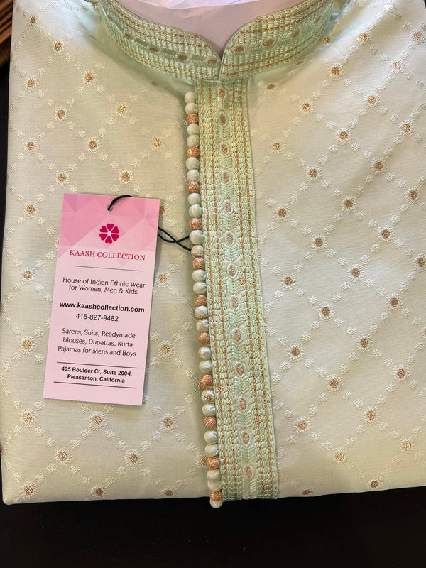 Designer Premium Pastel Green Color Men Kurta Pajama Set for Men in Soft Silk | Mens Ethnic Wear| Indian Men Clothing