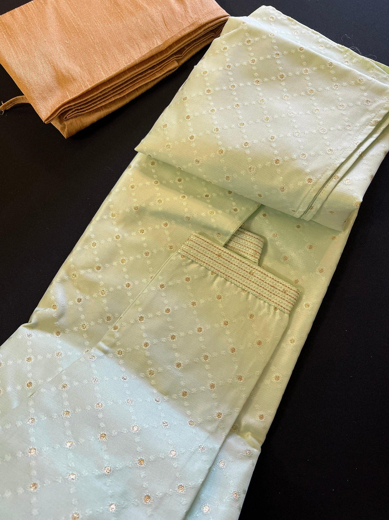 Designer Premium Pastel Green Color Men Kurta Pajama Set for Men in Soft Silk | Mens Ethnic Wear| Indian Men Clothing