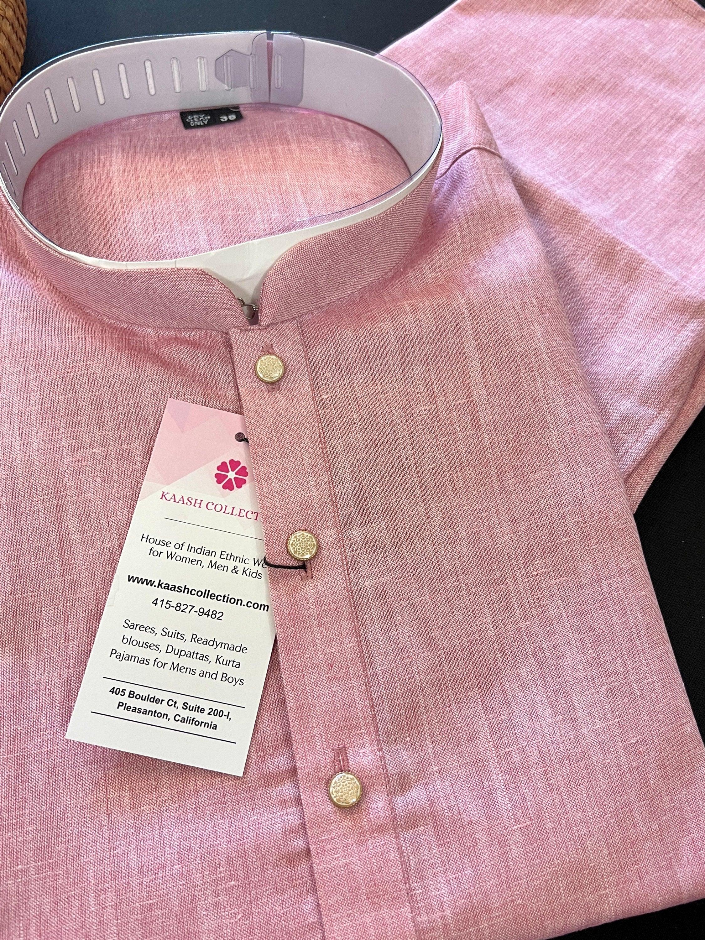 Blush Pink Color Premium Pure Linen Cotton Kurta Pajama Set for Men ...