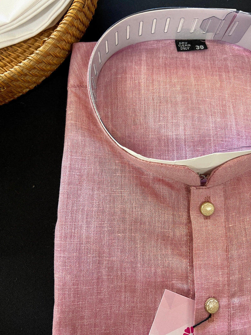 Blush Pink Color Premium Pure Linen Cotton Kurta Pajama Set for Men | Cotton Men Kurtas | Blush Pink Color Kurta | Soft Kurta for Men - Kaash