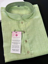 Green Color Premium Pure Linen Cotton Kurta Pajama Set for Men | Linen Cotton Men Kurtas | Pastel Color Kurta | Kurta for Men - Kaash