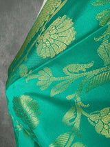 Sea Green Floral Jaal Muted Gold Zari Weaved Dupatta | Floral Silk Dupatta | Zari Work | Dupatta | Stole | Scarf | Dupattas for Gifts - Kaash