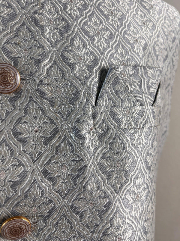 Sliver Grey Color Modi Nehru Jacket For Men | Waist Coat | Jacket for Kurta | Gift For Him | Wedding Kurta Jackets | Designer Men Wear - Kaash