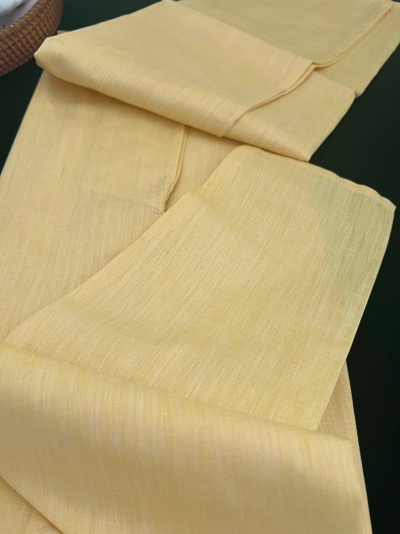 Canary Yellow Color Premium Pure Linen Cotton Kurta Pajama Set for Men | Cotton Men Kurtas | Pastel Yellow Color Kurta | Kurta for Haldi - Kaash
