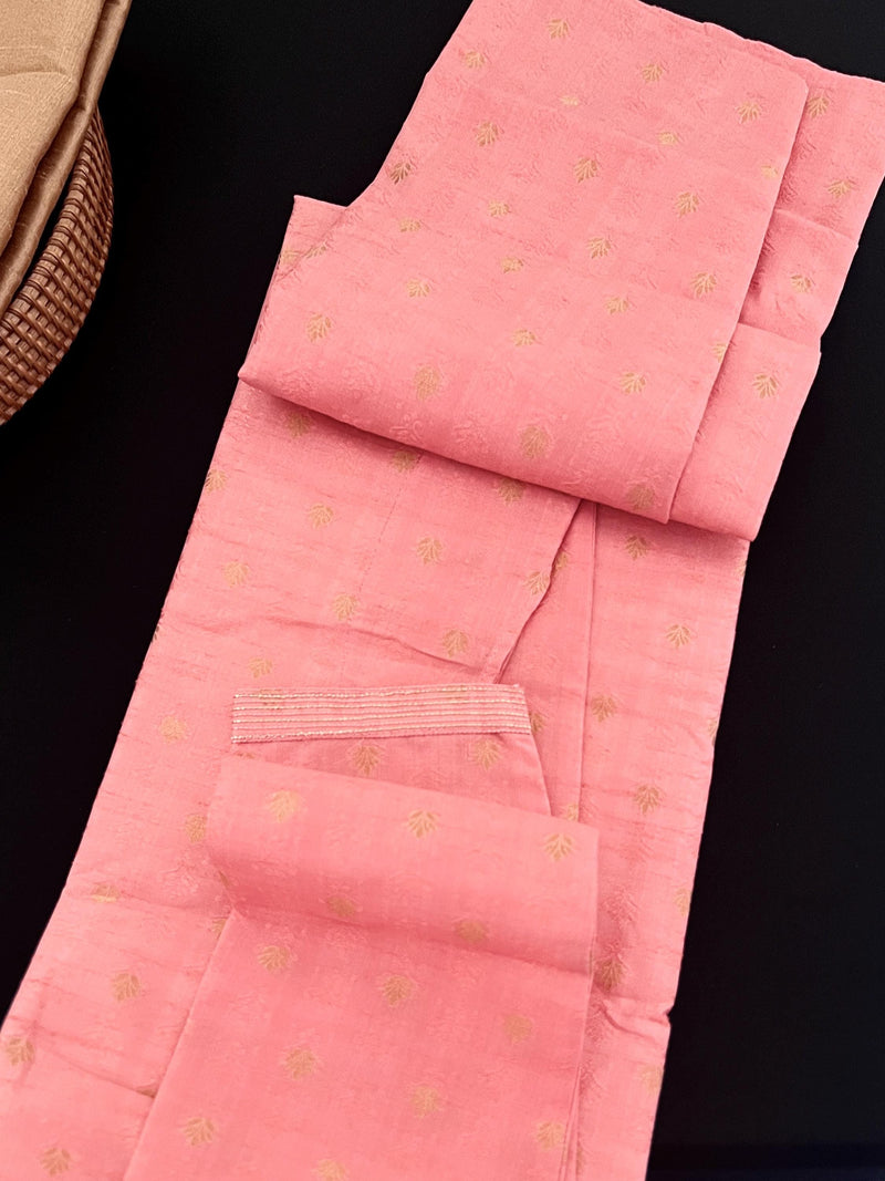 Blush Pink designer Men Kurta Pajama Set with Weave Work | Raw Silk Men Ethnic Wear| Designer Men Wear | Pink Color Kurta