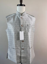 Sliver Grey Color Modi Nehru Jacket For Men | Waist Coat | Jacket for Kurta | Gift For Him | Wedding Kurta Jackets | Designer Men Wear - Kaash