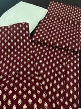Wine Color Premium Pure Cotton Mens Kurta Pajama Set | Cotton Mens Kurtas - Kaash