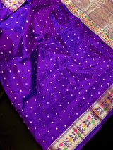 Eggplant Purple Handloom Banarasi Kanjivaram Soft Silk Saree |  Double Tone Saree  | SILK MARK CERTIFIED | Kaash Collection