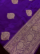 Purple Color Pure Banarasi Katan Silk Saree with Copper Zari | Banarasi Silk Saree | Handwoven Sarees | SILK Mark Certified Saree