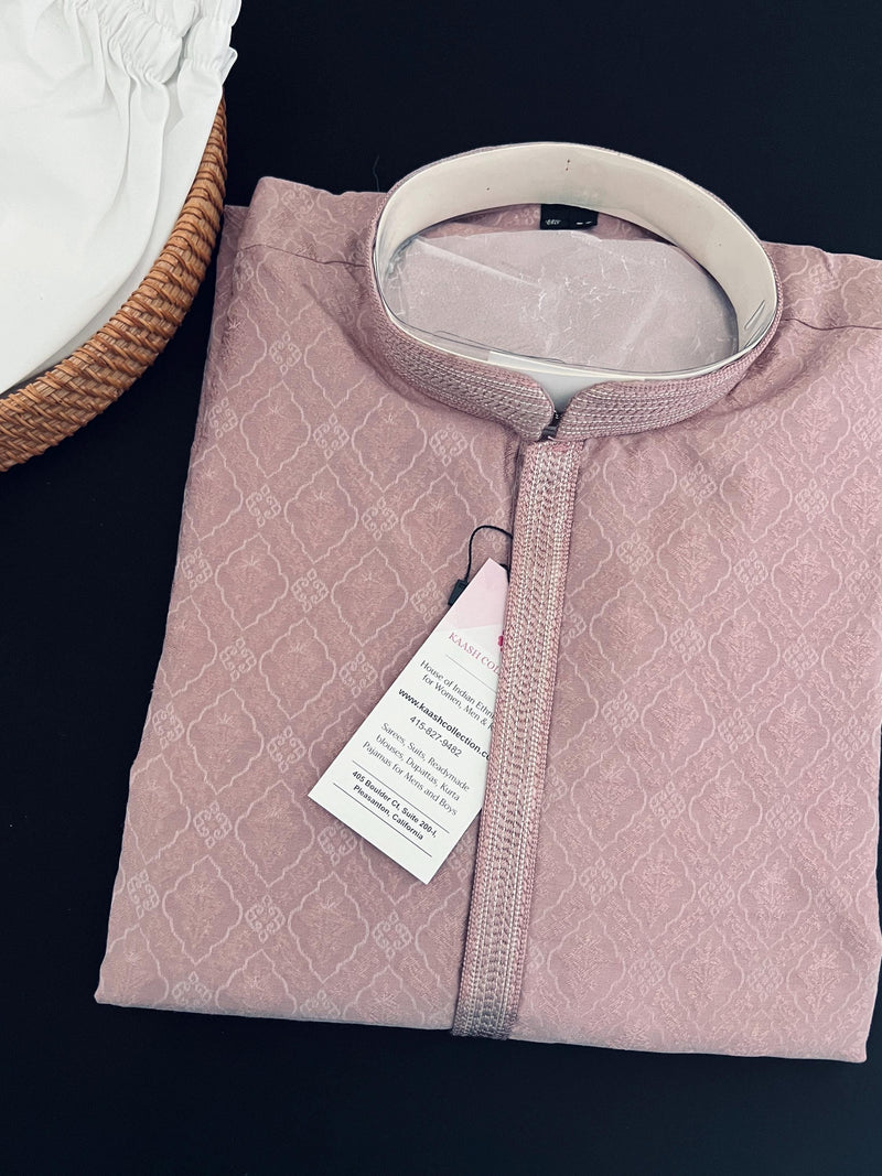 Light Mauve Pink designer Kurta Pajama for Men | Soft Raw Silk Men Ethnic Wear| Designer Mens Wear