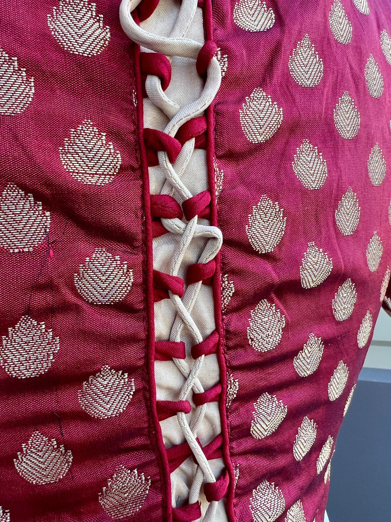 Maroon Color Soft Silk Ready to Wear Blouse | Long tassels  | Padded Blouse | Readymade Saree Blouses | Maroon Color Read to Wear Blouses