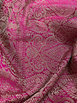 Semi Pure Wine and Hot Pink Color Soft Mashru Silk handloom Saree with Muted Gold Zari Weave | Banarasi Mashru Silk Saree