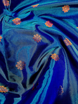 Statement Handwoven Peacock Blue Paithani Banarasi Soft Silk Saree with  Cooper Zari and Meenakari Work | Paithani Silk Sarees