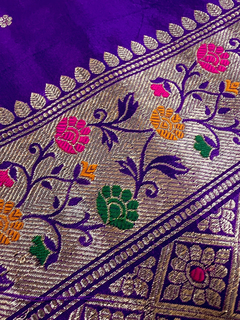 Eggplant Purple Handloom Banarasi Kanjivaram Soft Silk Saree |  Double Tone Saree  | SILK MARK CERTIFIED | Kaash Collection