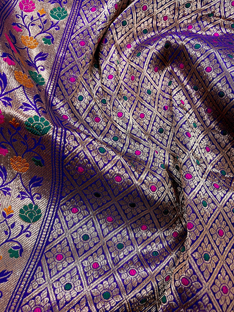 Eggplant Purple Handloom Banarasi Kanjivaram Soft Silk Saree |  Double Tone Saree  | SILK MARK CERTIFIED | Kaash Collection