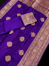 Purple Color Pure Banarasi Katan Silk Saree with Copper Zari | Banarasi Silk Saree | Handwoven Sarees | SILK Mark Certified Saree