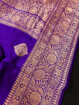 Purple Color Pure Banarasi Katan Silk Saree with Copper Zari | Banarasi Silk Saree | Handwoven Sarees | SILK Mark Certified Saree