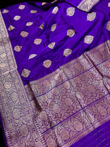 Purple Color Pure Banarasi Katan Silk Saree with Copper Zari | Banarasi Silk Saree | Handwoven Sarees | SILK Mark Certified Saree