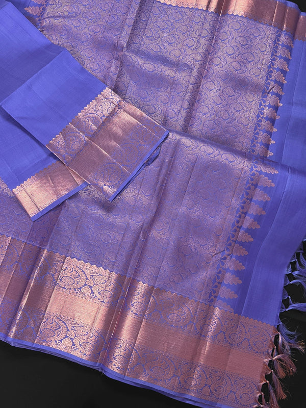 Lavender Pure Kanjivaram Silk Saree with Copper Zari Weave Handwoven Pure Silk Sarees | SILK MARK CERTIFIED | Ships from California