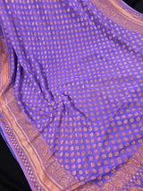 Lavender Color Pure Khaddi Georgette Banarasi Silk Saree with Copper Zari - SILK MARK CERTIFIED